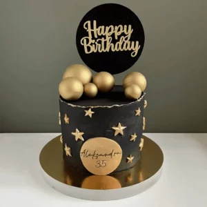 TORT HAPPY BIRTHDAY CZARNY