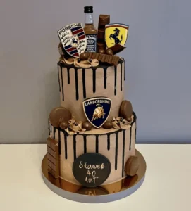 Tort Whiskey-Lambo – męski tort urodzinowy dla faceta w stylu premium