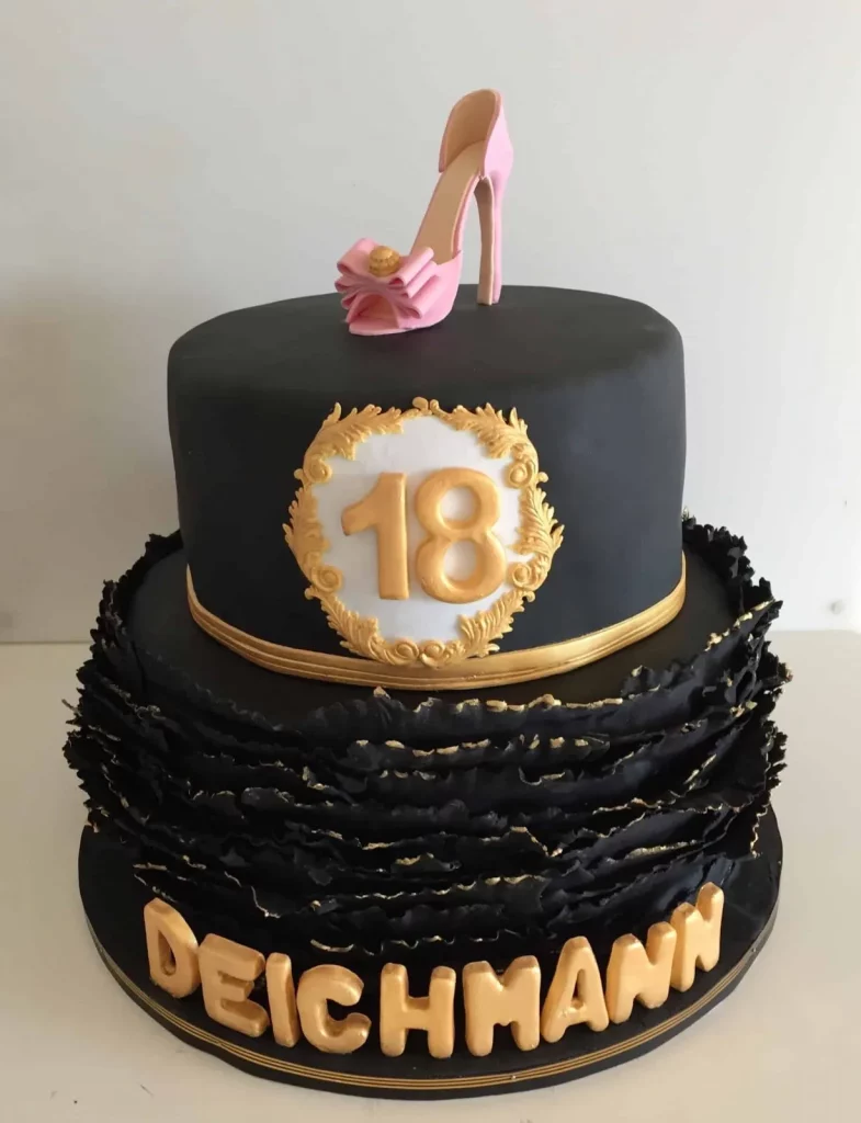 Tort firmowy Deichmann Czarny – elegancki tort z logo na event