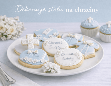 Grafika z dekoracjami stołu na chrzciny