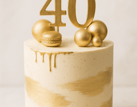 Złoty tort na czterdzieste urodziny.