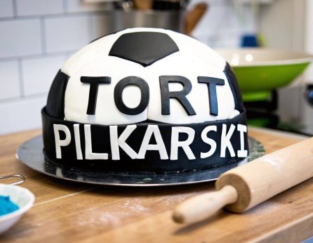 Tort piłkarski z napisem Tort piłkarski