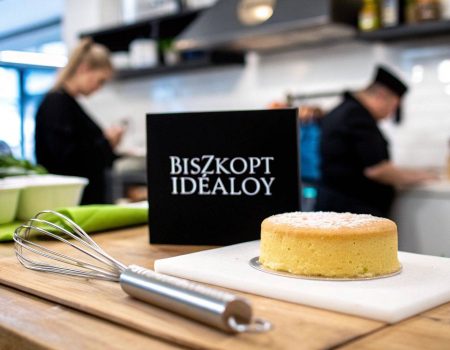 Grafika z napisem Biszkopt idealny i kuchnią cukierniczą